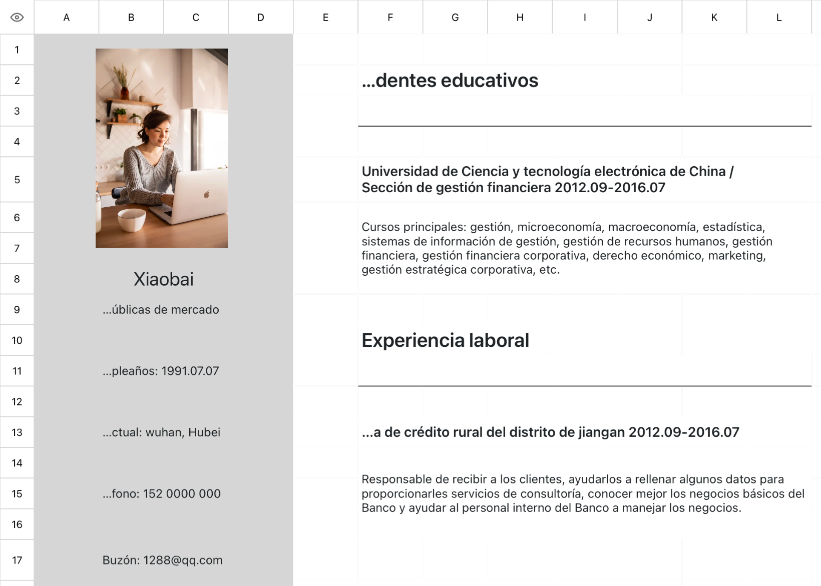 Currículum de relaciones públicas de mercado